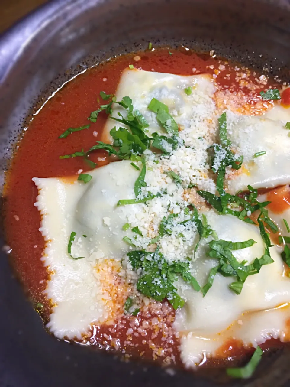 Ravioli with spinach and ricotta cheese filling, in tomato sauce🇮🇹|aястасияさん