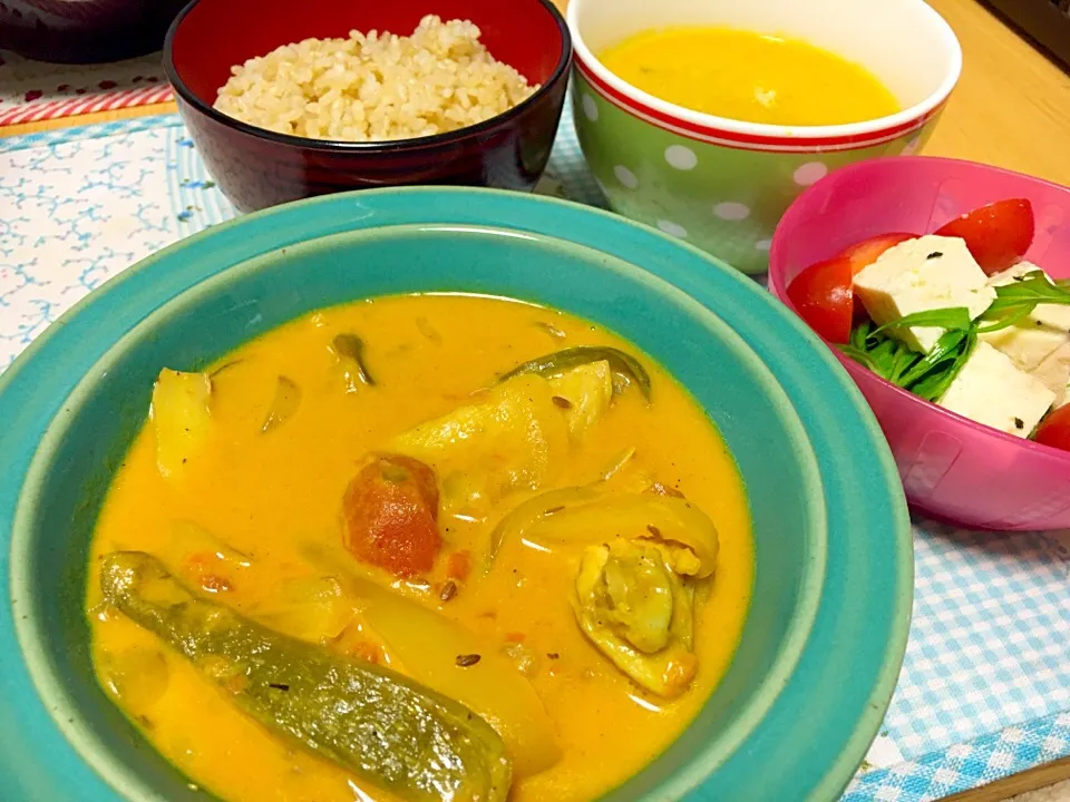 チキンカレーとかぼちゃのポタージュ|あさみさん