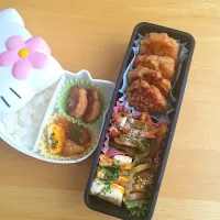 Snapdishの料理写真:子どもと夫のお弁当2016.3.14|おやつ隊長さん