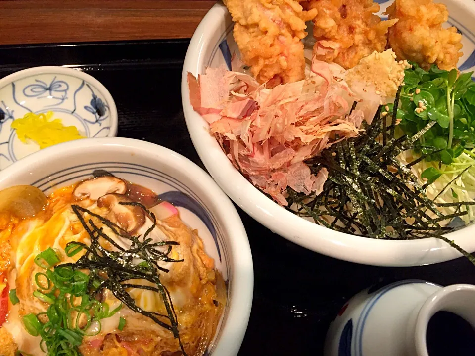 鳥天おろしぶっかけうどん、ミニ木の葉丼のセット|buhizouさん