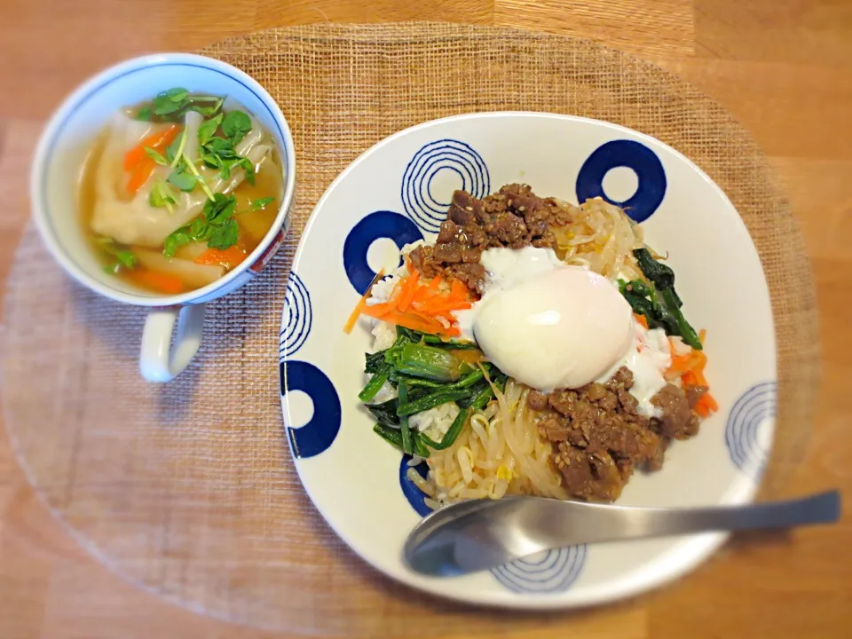 ビビンバ丼  ワンタンスープ|YOUさん