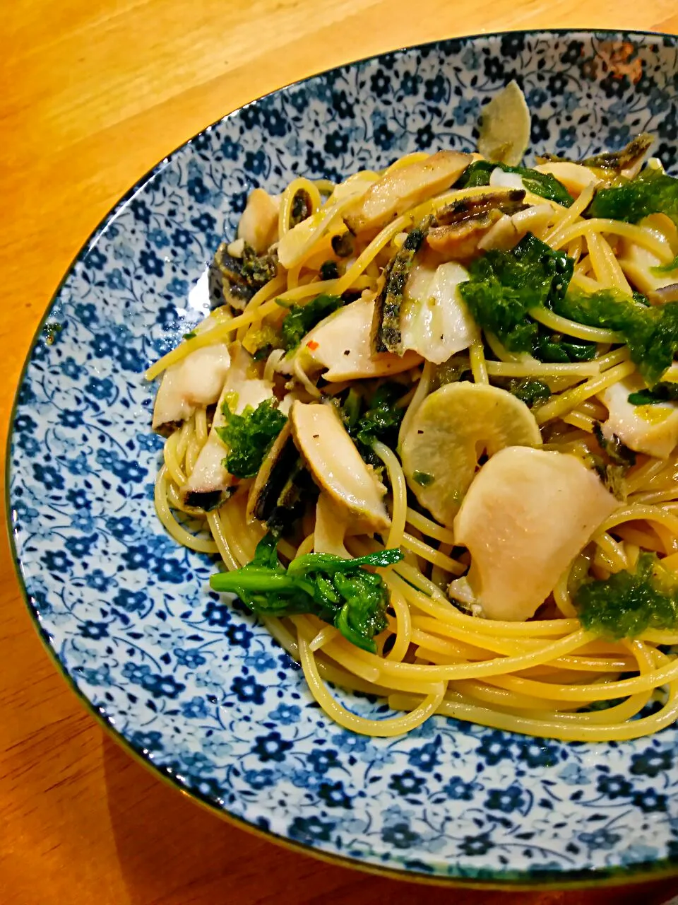 とこぶし あおさ 春菊のパスタ|徳之島トトロンヌさん