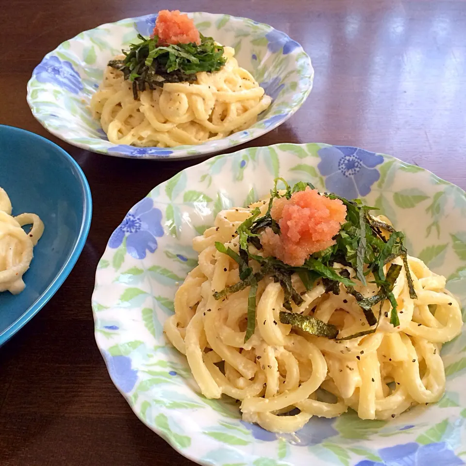 Tomoさんのたらこクリームうどん〜辛子明太子で〜🎵|ゆうみん（4人の母ちゃん）さん