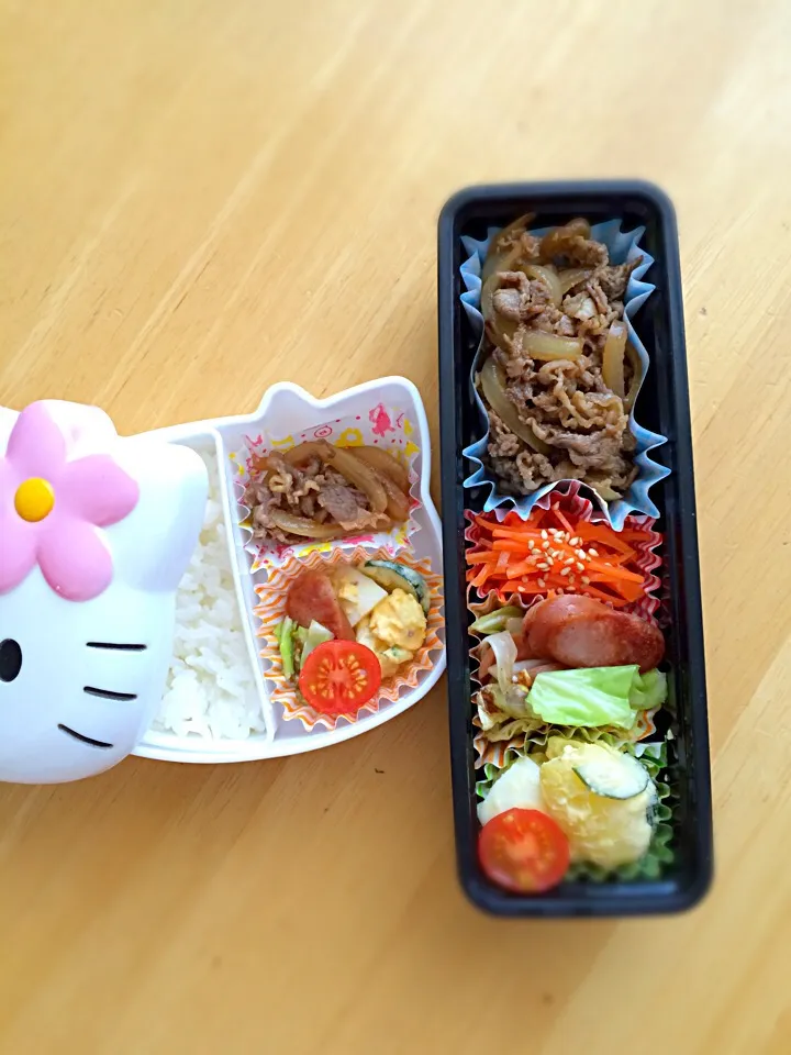 Snapdishの料理写真:子どもと夫のお弁当2016.3.16|おやつ隊長さん