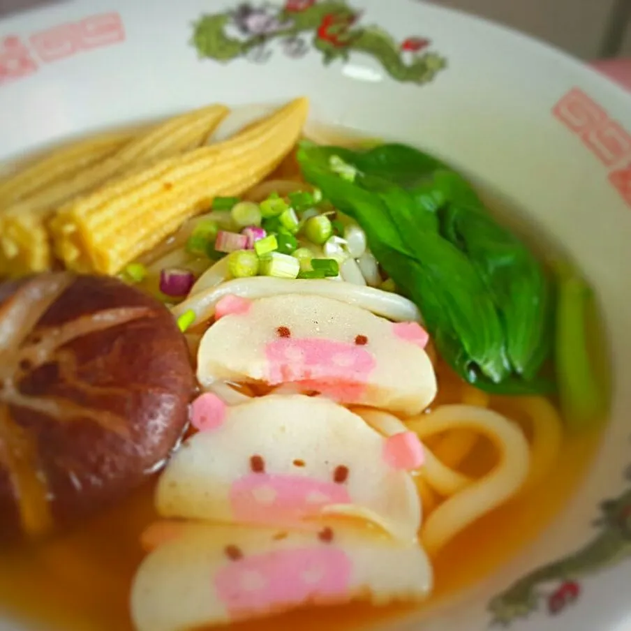 homecooked - 3 little pigs udon bento lunch with homegrown bakchoy n spring onions #soupywednesday|Chua Jeanさん