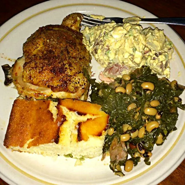 Snapdishの料理写真:🌻🌻Tuesday Tastes at AunTEE Leslie 🌻⭐Baked Chicken #Meat/Poultry #Chicken 
⭐Red Potato Salad #Salad 
⭐Collard Greens with Black Eyed Peas          #Vegetable 
⭐C|Alisha GodsglamGirl Matthewsさん