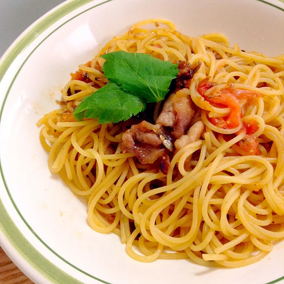 豚肉とトマトの味噌パスタ|ももじり♡さん