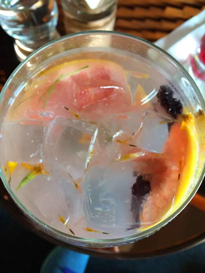 DIY gin cocktail @ Smoke & Mirrors : dried hibiscus, pink grapefruit, salted plum and Indian tarragon|Ong Sor Fernさん