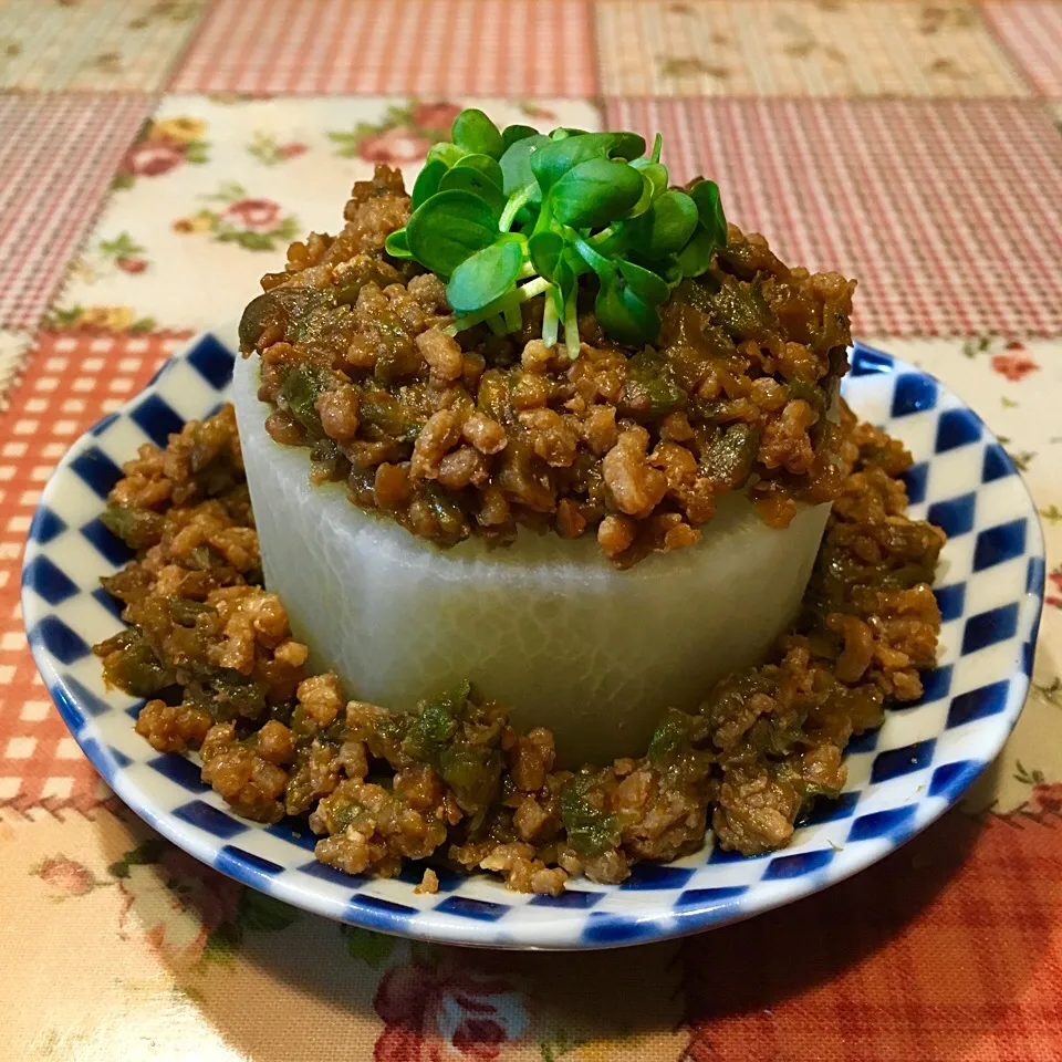 Snapdishの料理写真:蕗の薹の肉味噌deふろふき大根☘|＊ゆみしぼり＊さん