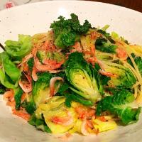 生桜海老とプチヴェール、春キャベツのパスタ