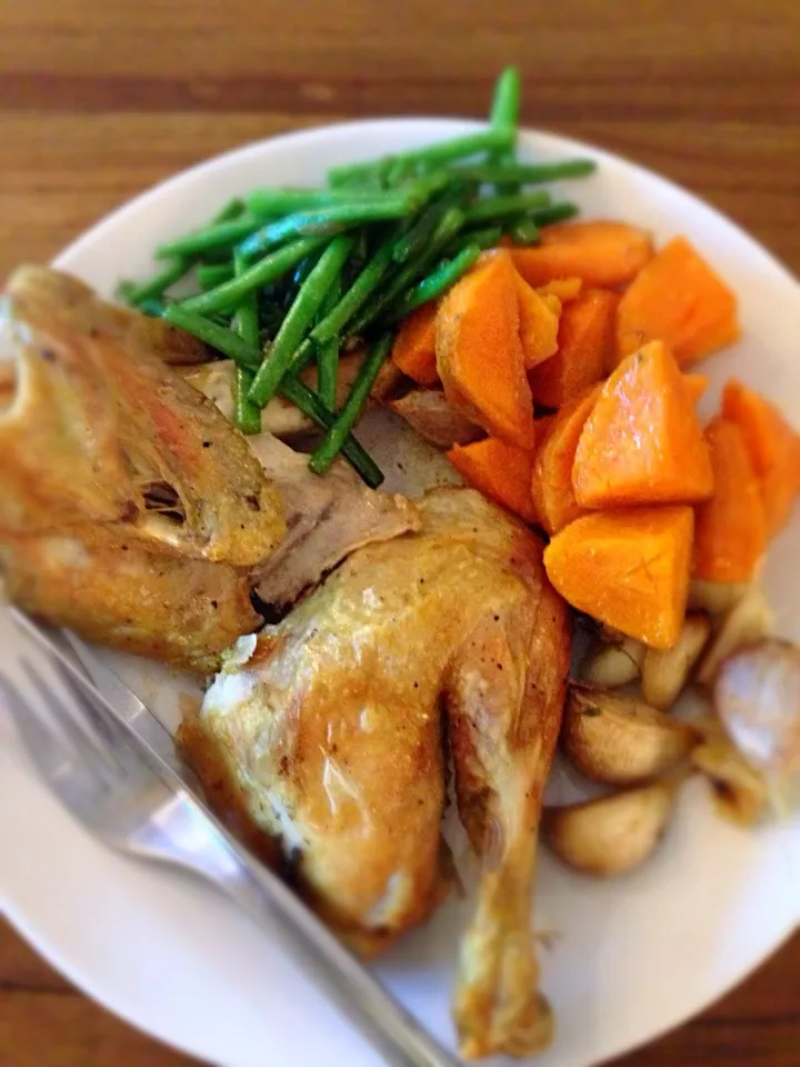 Roast chicken with sweet potatoes and beans|karen limさん