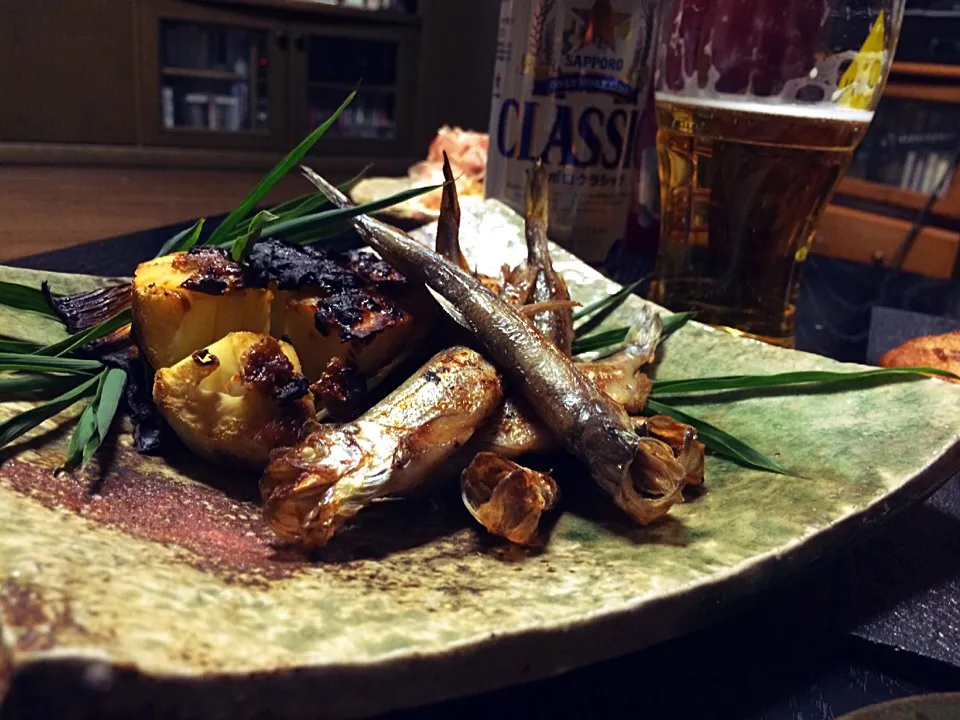 本ししゃも雄と筍の青南蛮味噌焼き|やまださん