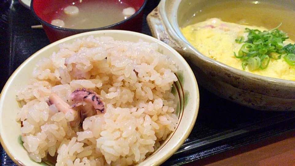 本日の昼餉は、タコ尽くしどす🐙タコ飯🐙明石焼風オムレツ🐙酢ダコ🍀なかなか良い仕事してるお店ですわ👍|にゃあ（芸名）さん