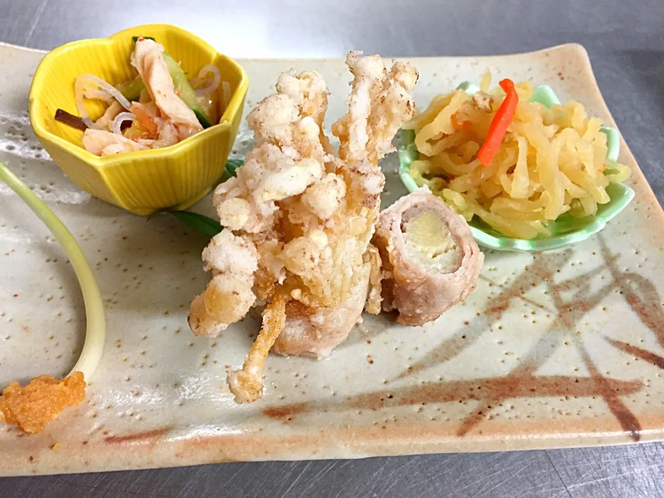 信州えのき茸の豚肉巻き😋|お宿 おばたけさん