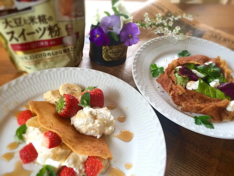 ヘルシークレープ～水切りヨーグルトのサラダとフルーツ🍓🍌|カタツムリさん