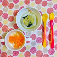 春キャベツとほうれん草のお粥、豆腐と人参のだしあんかけ|yocco-babyfoodさん