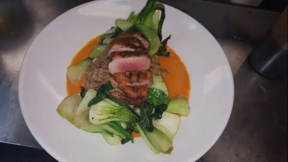 Pan seared duck breast and baby bok choy over Brown rice...|chef Charlesさん