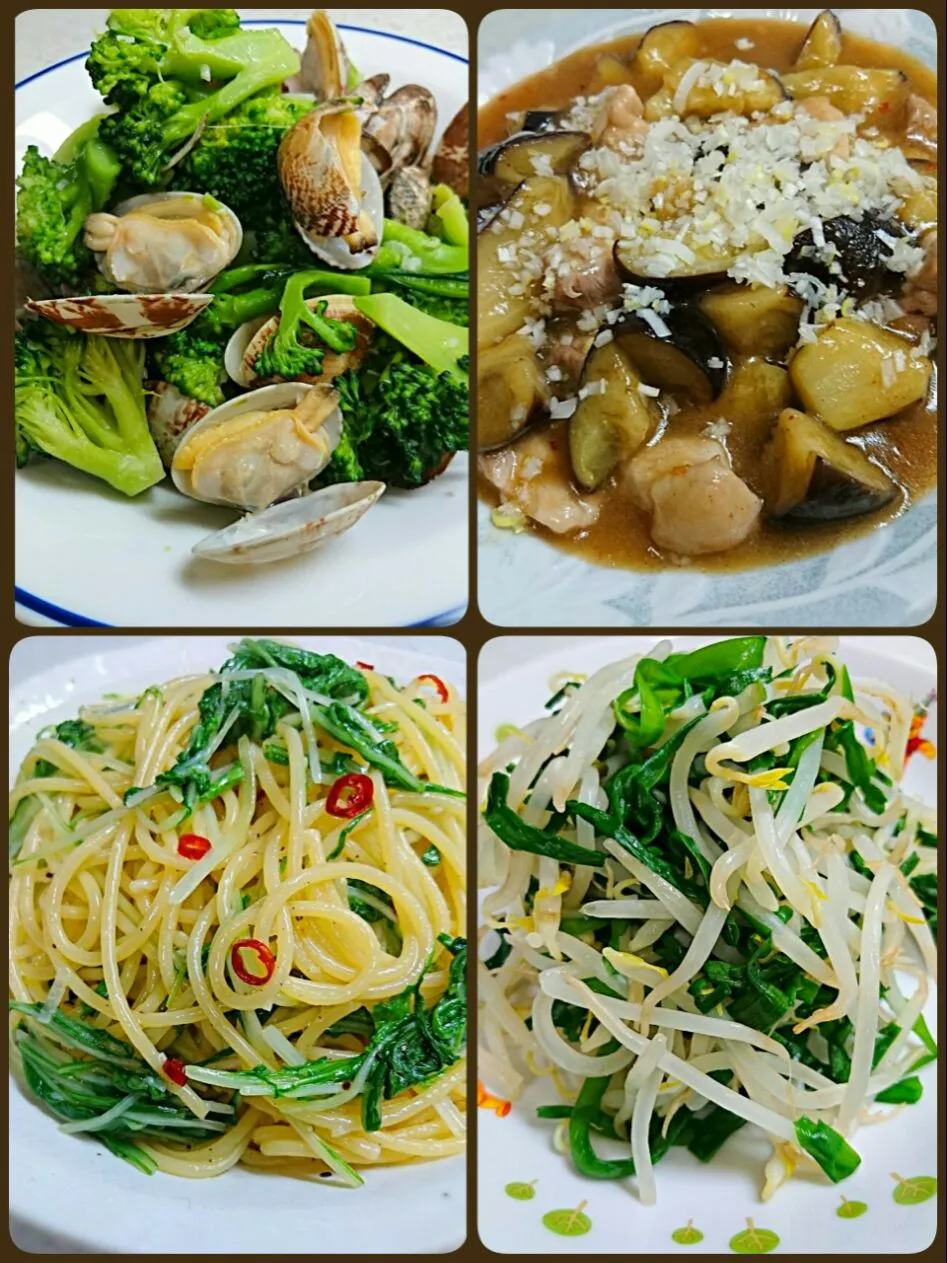 03/19 今日の晩御飯
 アサリとブロッコリー
 水菜のスパゲッティ
 茄子鶏  もやしとニラのおひたし|津田 健次 Kenji Tsudaさん