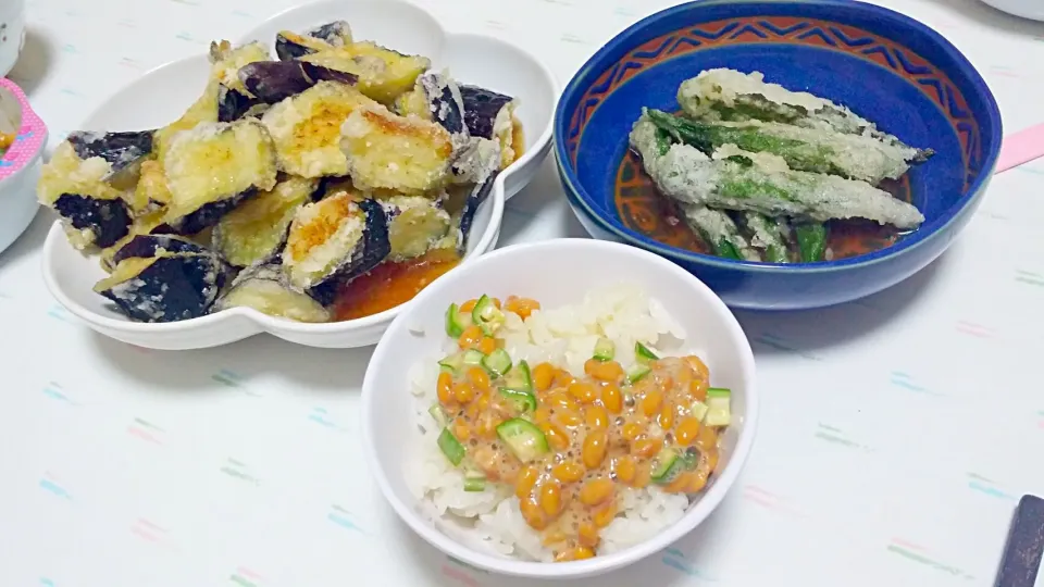 納豆ご飯☆オクラ&茄子の揚げ出し|みぽりんさん