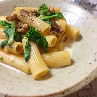 春・菜の花と焼きくるみの味噌クリーム リガトーニ