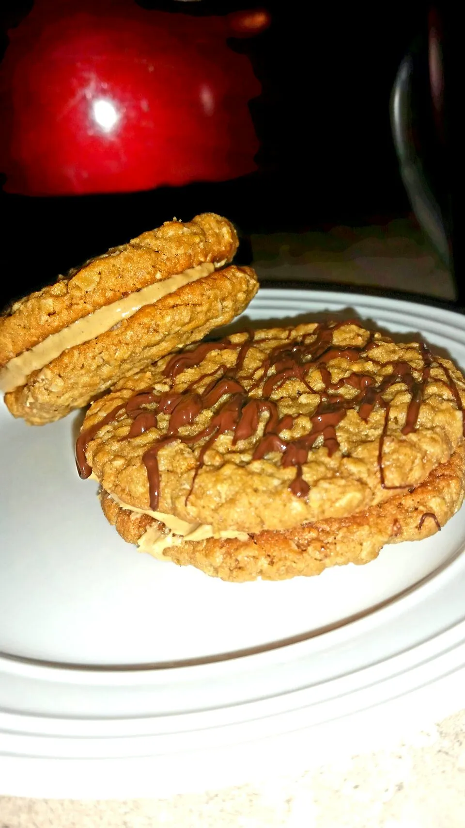 #peanut butter filled cookies with chocolate drizzle|Chiffon Knightさん