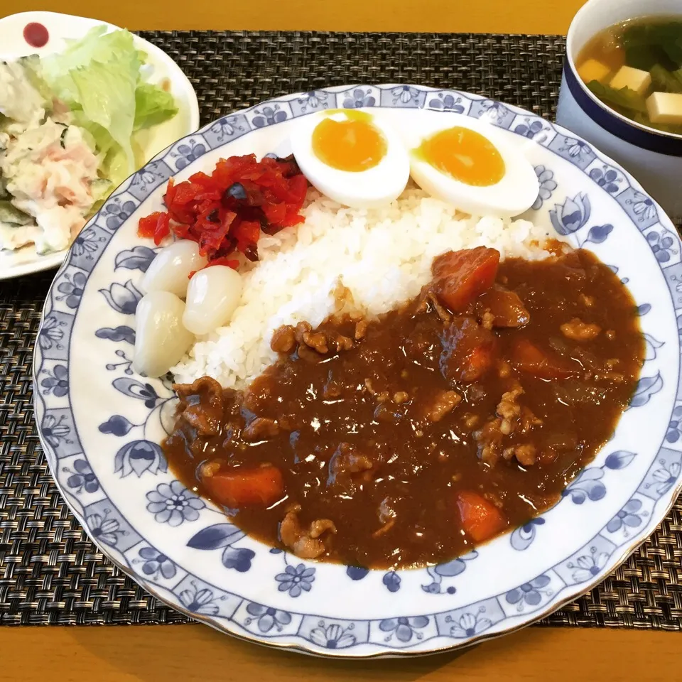 ポークカレー、ポテトサラダ、ササミと小松菜のスープ|浅井 順さん