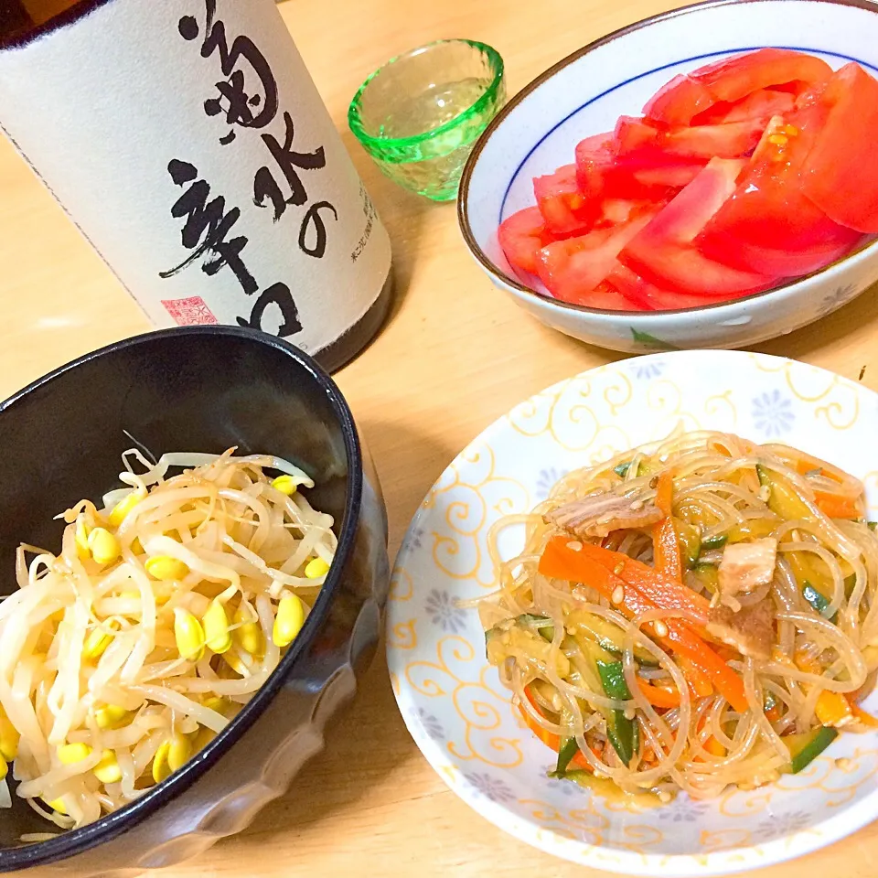 私の定番おつまみと菊水の辛口🍶|たまこっこさん