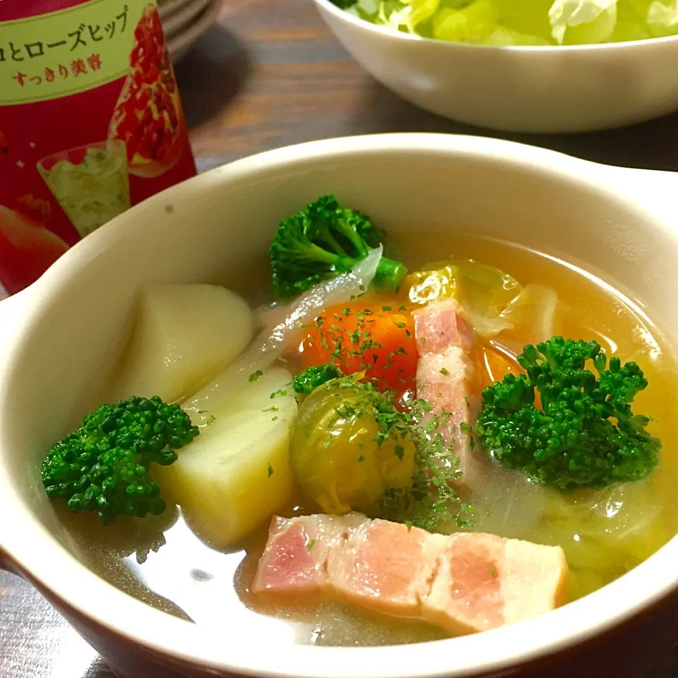 畑で採れた野菜たちのポトフ😋😋😋|いしくん。（たまご王子🥚🐣🐥🐔）さん