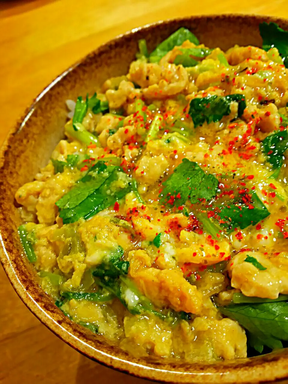 末げんのかま定食風 ひき肉の親子丼|徳之島トトロンヌさん