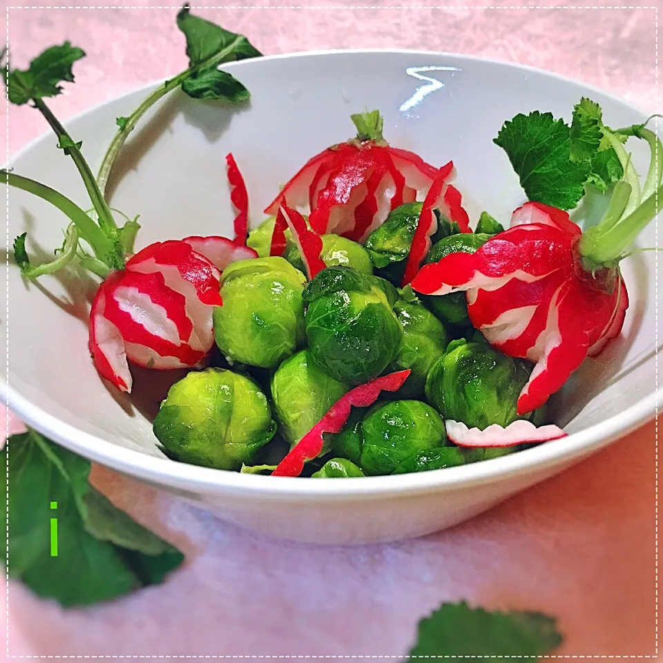 芽キャベツのカレーマリネ&ラディッシュ 【Curry marinated Brussels sprouts served w/ radish】|izoomさん