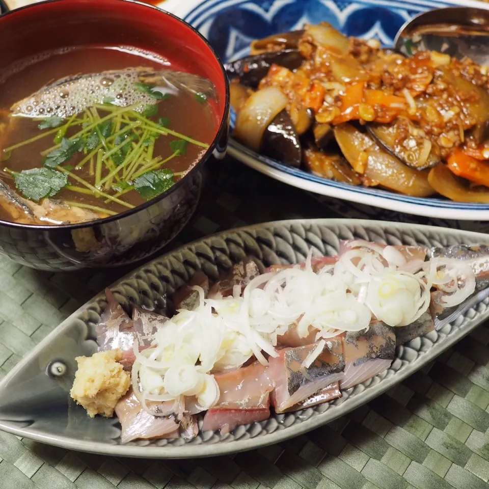 鯵の刺身と麻婆茄子 晩ごはん|shizuhoさん