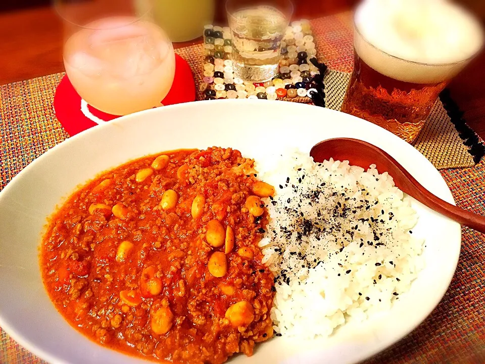 ひき肉と豆とトマトのカレー|美穂さん