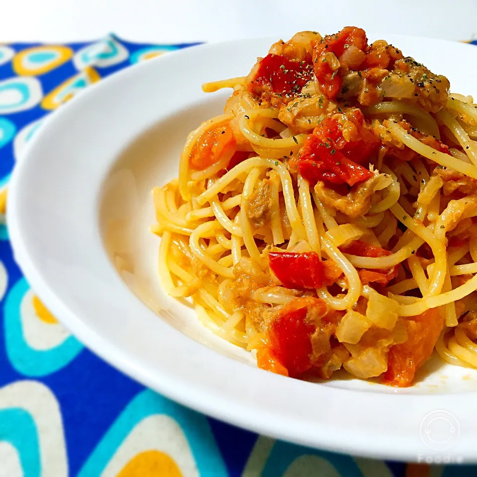 トマトとツナのパスタ|にこりんさん