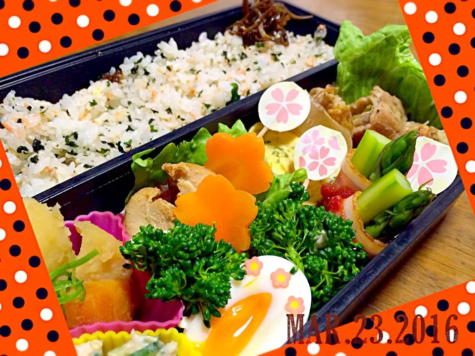 高校一年生最後の弁当٩(*˘ ³˘)۶❤
春ですね🌸くぎ煮も添えて。。。|BOSS.あーちゃんさん