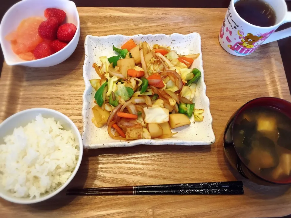 ポン酢野菜炒め定食|miho(18)さん