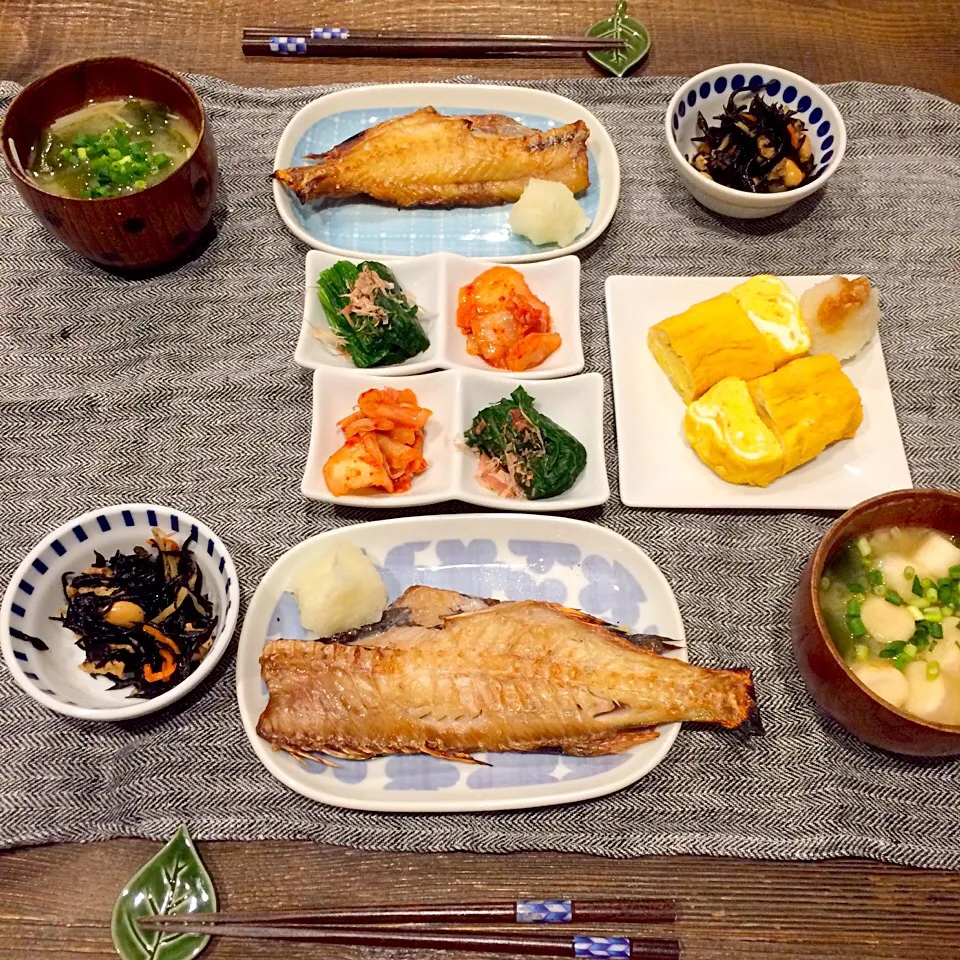 赤魚の干物、ほうれん草おひたし、卵焼き、ひじき煮物|Nao Yamadaさん