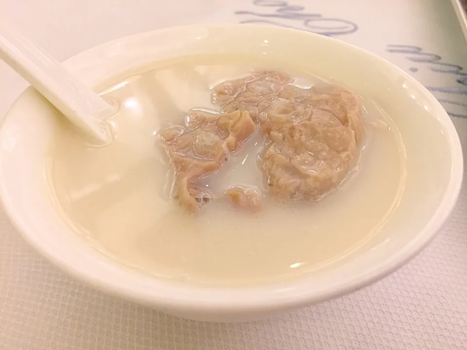 Snapdishの料理写真:Double-boiled pig's lung soup with vegetables in almond juice|Sky Blueさん