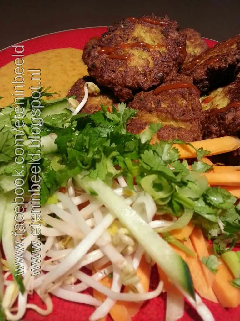 Thai tempeh fritters with salad and sateh sauce|Frank&Jolanda - Eteninbeeldさん