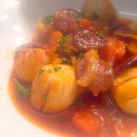 Snapdishの料理写真:Scallop chorizo and tomato|chefben87さん