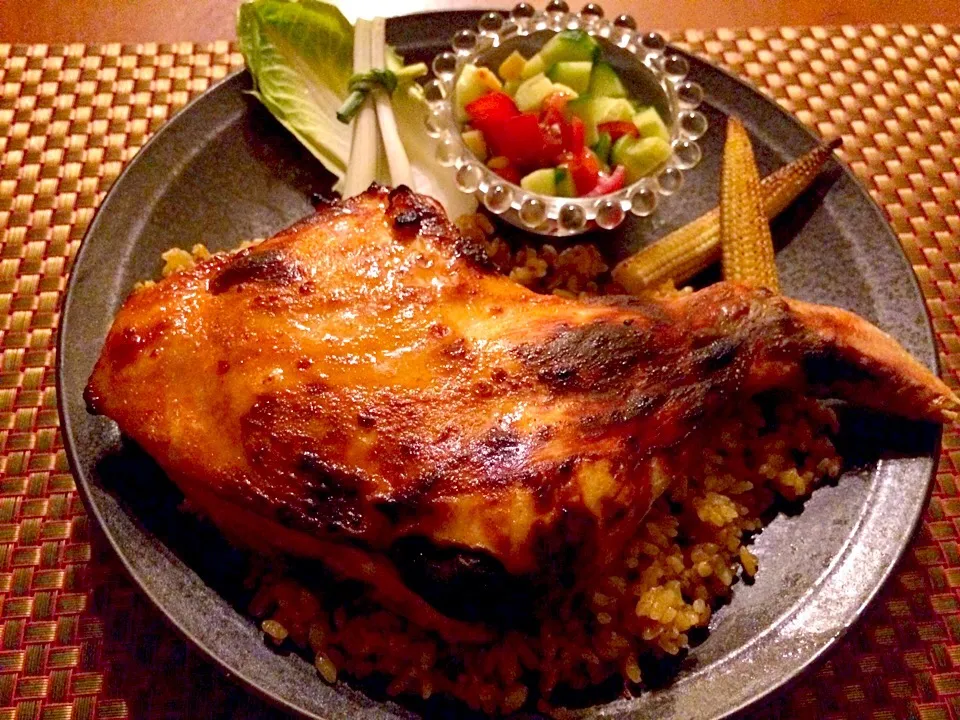 Tandoori chicken&Mexican pilaf✨ﾀﾝﾄﾞﾘｰﾁｷﾝ&ﾒｷｼｶﾝﾋﾟﾗﾌ|🌈Ami🍻さん