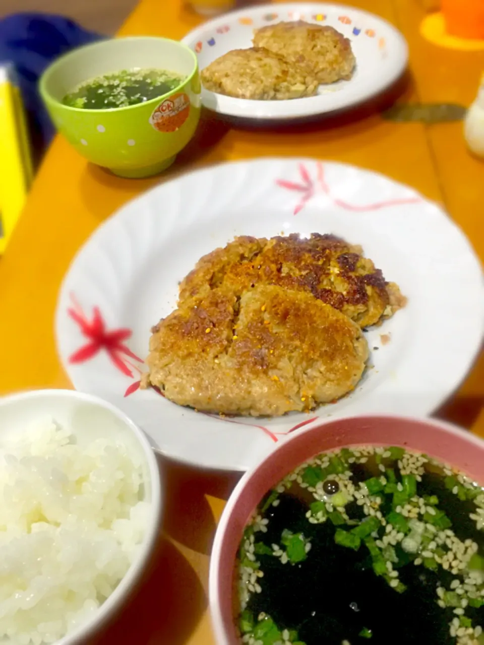 和風豆腐ハンバーグ  わかめと胡麻のスープ|ch＊K*∀o(^^*)♪さん