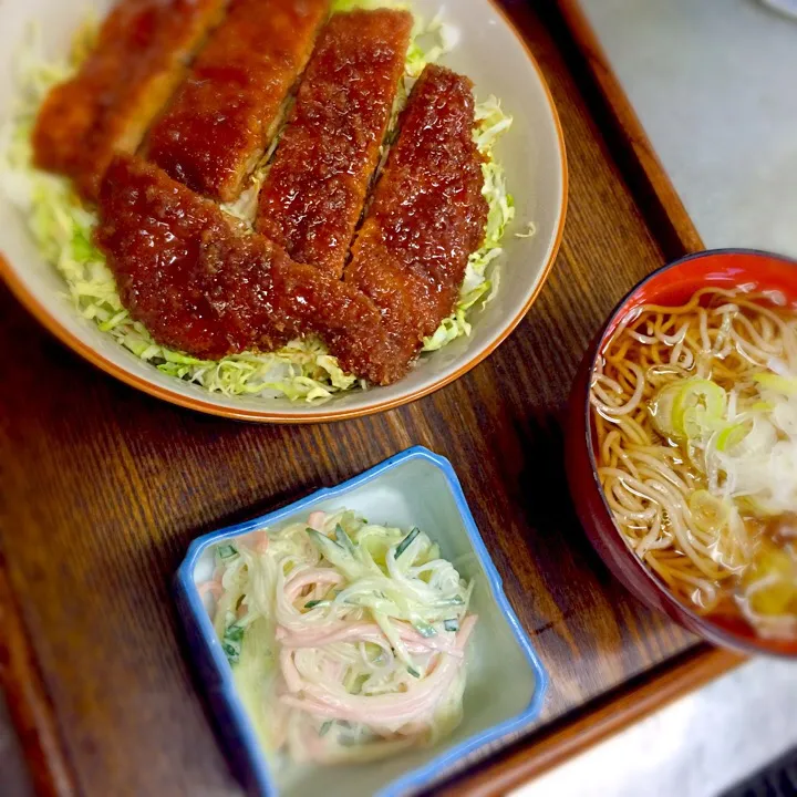 ソースカツ丼、そば、春雨サラダ|ゆうかさん