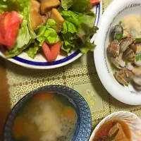 Snapdishの料理写真:豚の角煮と野菜とあさりバター|みあさん