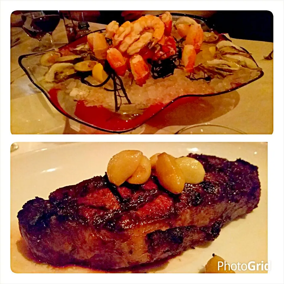 Trip to Las Vegas, NV, USA - seafood platter and NY strip at Charlie Palmer Steakhouse.|Jihollandさん