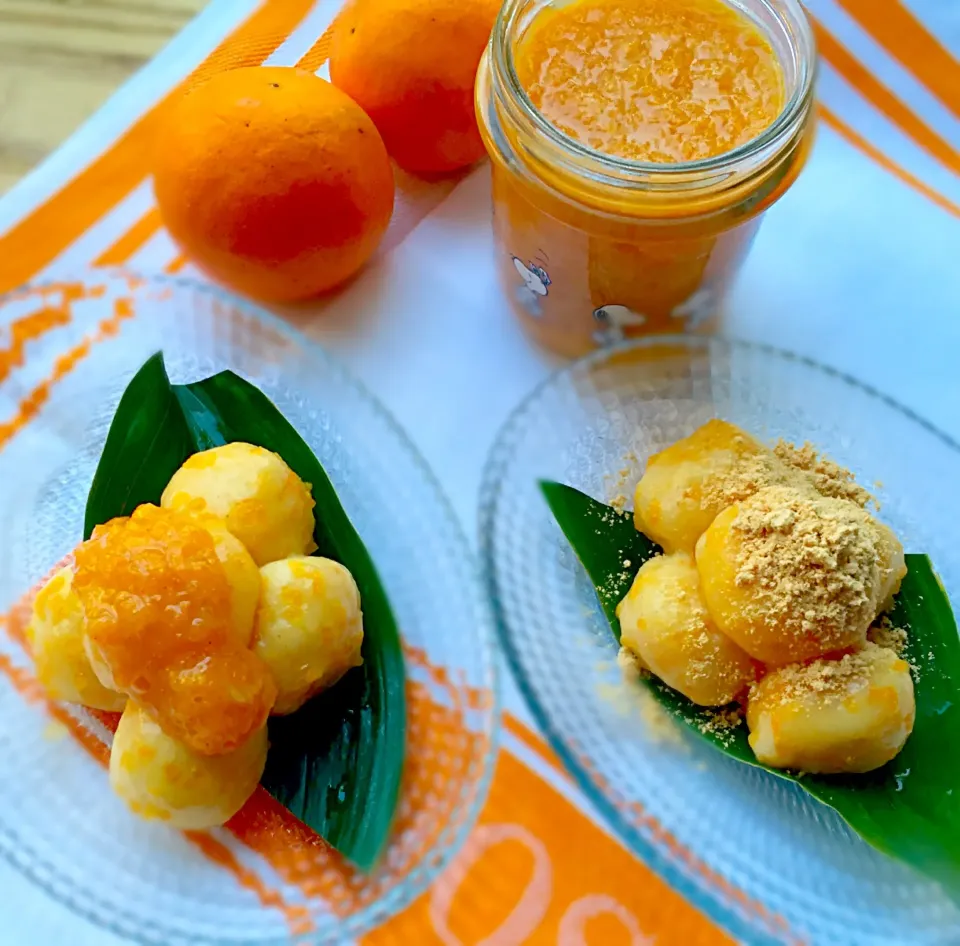 真希ちゃんの炭酸水で蜜柑ジャム🍊と蜜柑白玉🍊|もとぱんさん