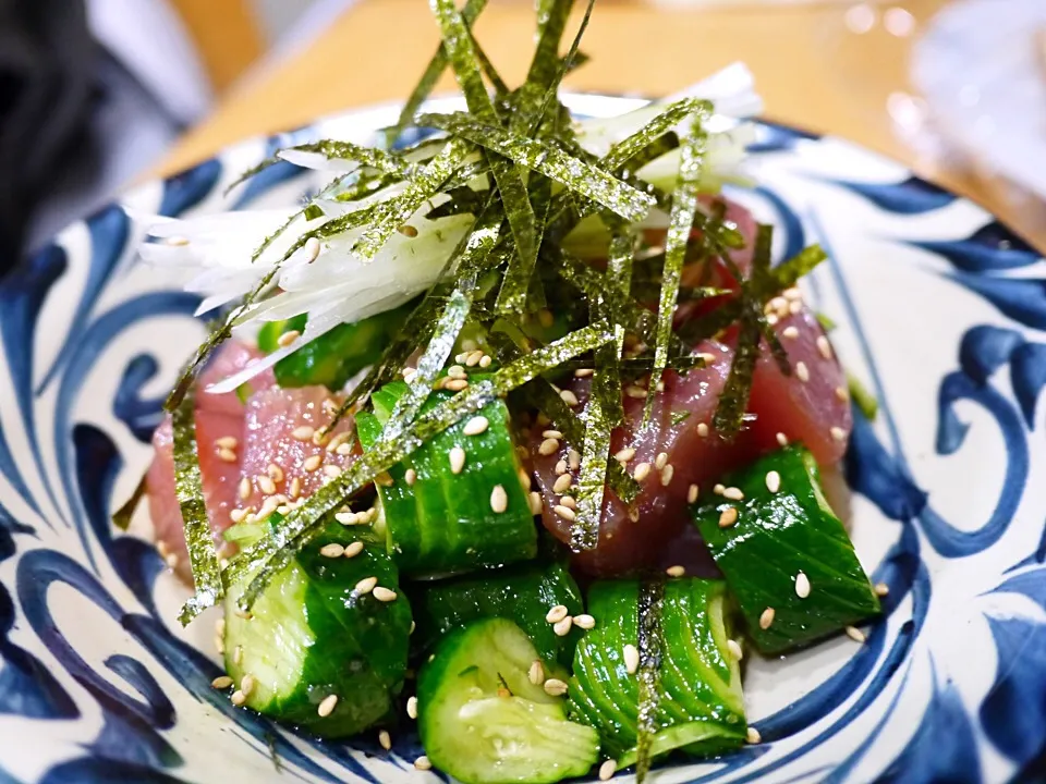 マグロとキュウリの和え物|沖縄「ピロピロ」ライフさん