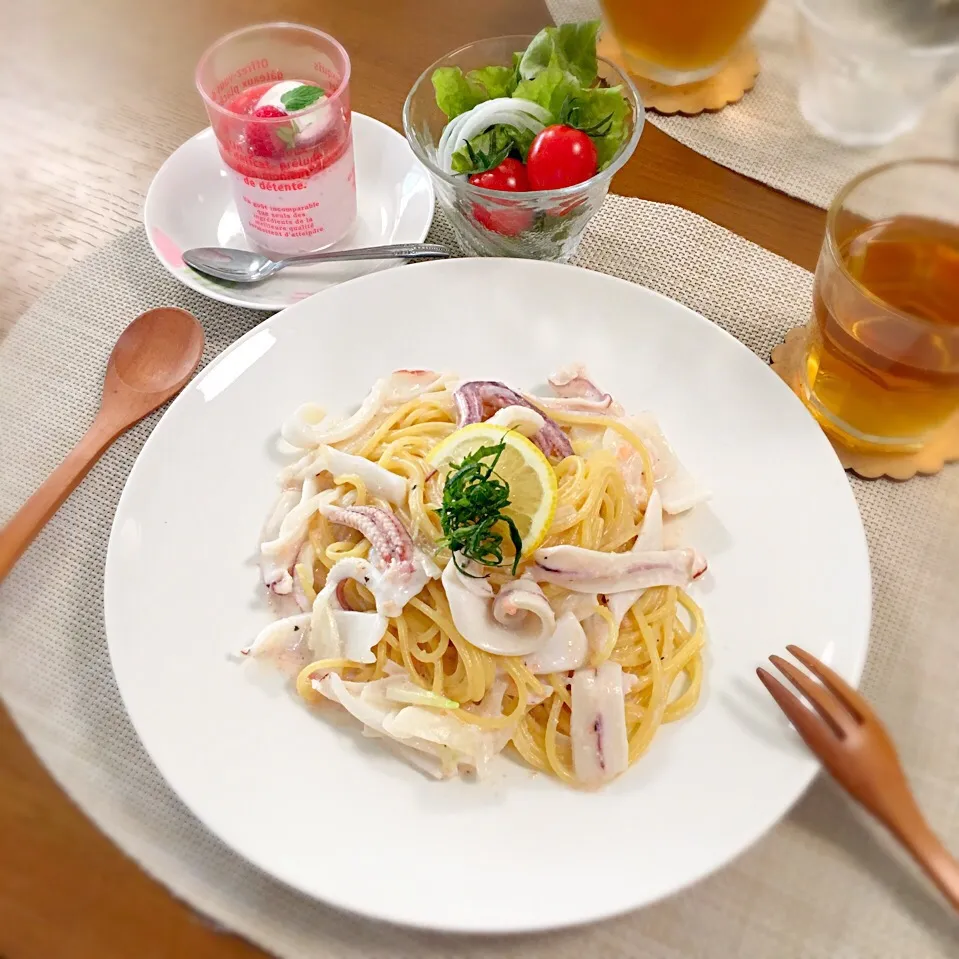 ヤリイカとたらこのクリームパスタ🍝|むぎママさん