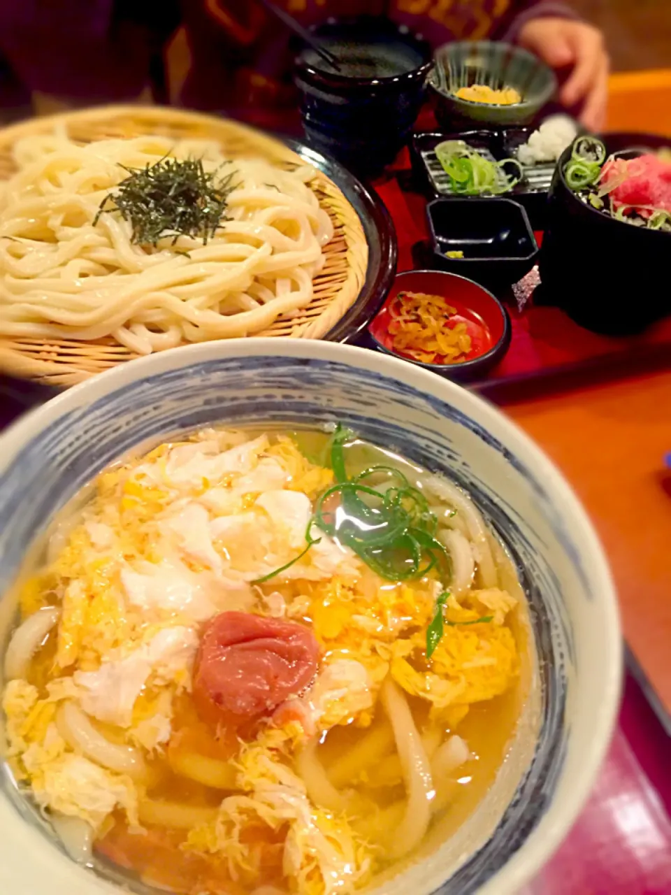 梅と桜えびのとじうどん  ざるうどん  ネギトロごはん|ch＊K*∀o(^^*)♪さん