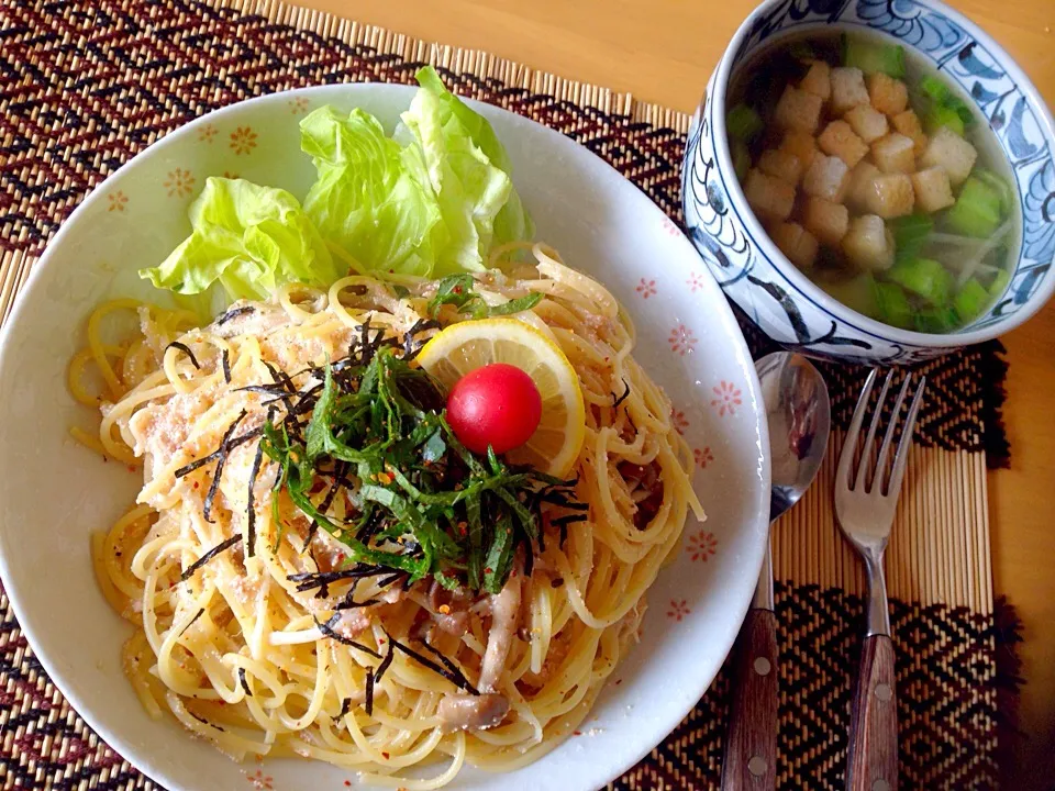 明太子とツナのパスタランチ|愛ママさん