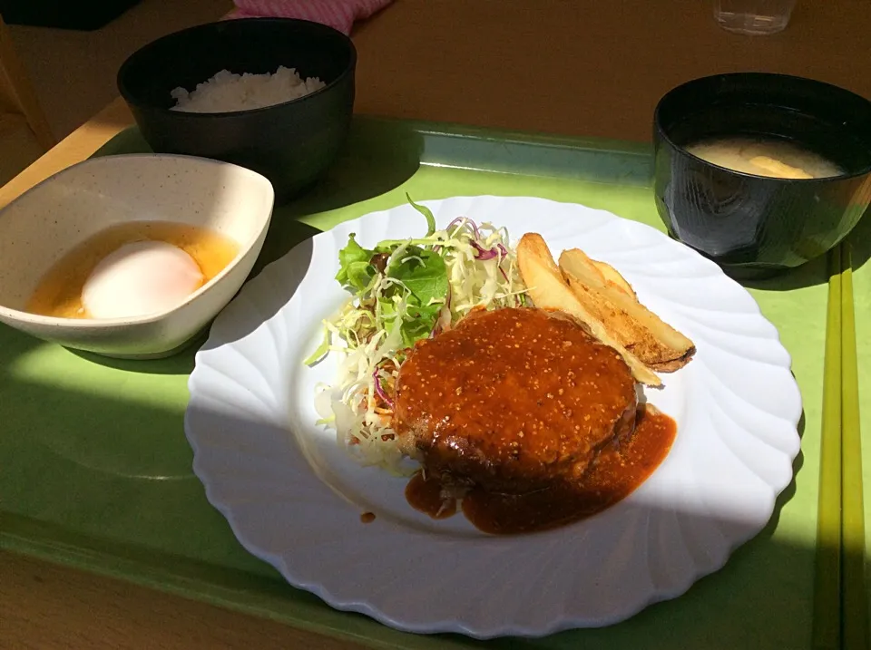 今日のランチはハンバーグ定食😋|アライさんさん